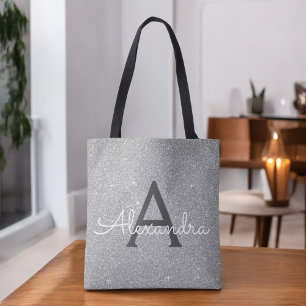 Luxe zilveren Sparkle Elegant Monogram Boekentas Draagtas