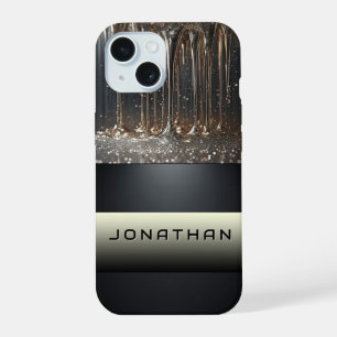 Luxe zilveren vloeibare druppel iPhone 15 hoesje