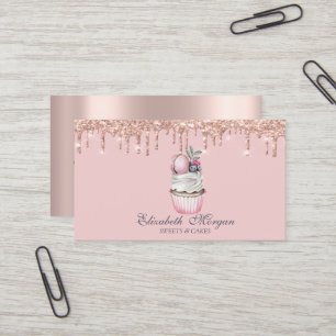 Luxe Zoetigheden Cupcake Macaroon Roze Gouden Drup Visitekaartje