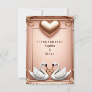 💍 Luxe Zwanen Roze Gouden Trouw 💍 Bedankkaart