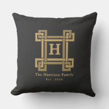 Luxe Zwarde Gouden Griekse Sleutel Monogram