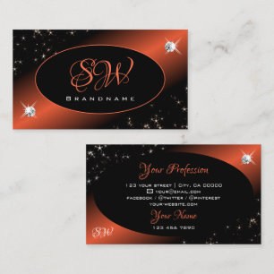 Luxe Zwart Blush Glitter Sterren Juwelen Monogram Visitekaartje