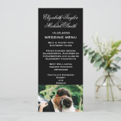 Luxe zwart bruiloft foto kus bruiloft menu (Staand voorkant)