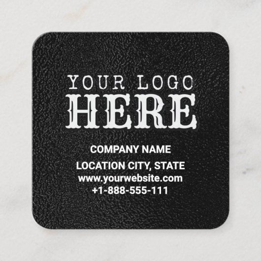 Luxe Zwart Custom Logo & QR Code Square Zakelijk Vierkante Visitekaartje (Voorkant)