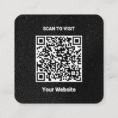 Luxe Zwart Custom Logo & QR Code Square Zakelijk Vierkante Visitekaartje (Achterkant)