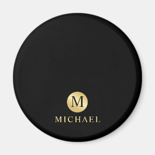 Luxe zwart en Gold-gepersonaliseerd monogram Magneet