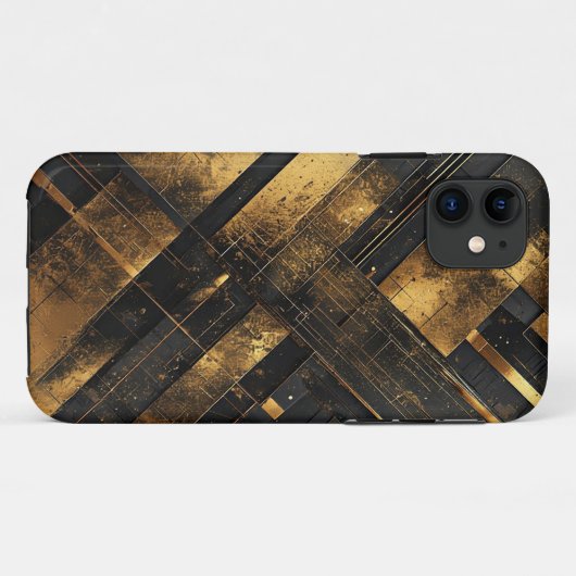 Luxe zwart en goud Abstracte geometrische Case-Mate iPhone Case (Achterkant (horizontaal))