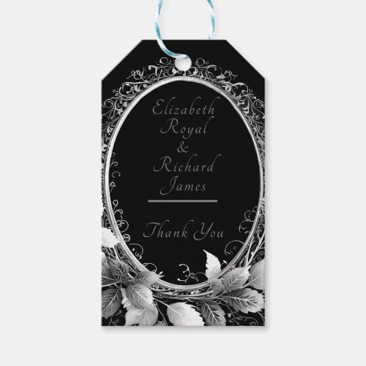 Luxe zwart en goud bruiloft thema Elegant Cadeaulabel (Voorkant)