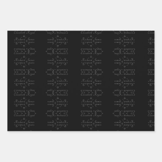 Luxe zwart en goud bruiloft thema Elegant Inpakpapier Vel (Voorkant 2)