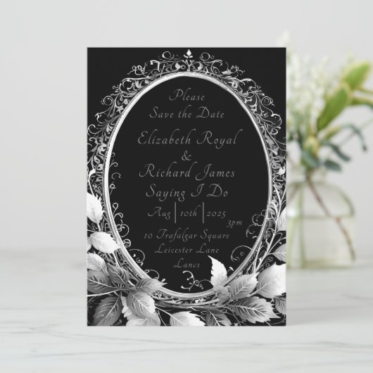 Luxe zwart en goud bruiloft thema Elegant Save The Date (Staand voorkant)