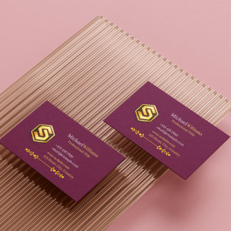 Luxe Zwart en Goud Elegant met Logo Zakelijk C Visitekaartje
