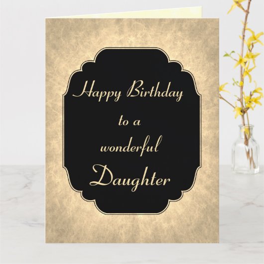 Luxe zwart en goud Gelukkig Verjaardag Dochter Kaart (Gele Bloem)