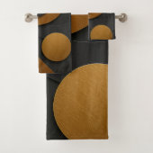 Luxe zwart en goud geometrisch abstract ontwerp bad handdoek (Insitu)