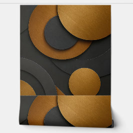Luxe zwart en goud geometrisch abstract ontwerp behang