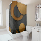 Luxe zwart en goud geometrisch abstract ontwerp douchegordijn (In situ)