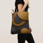 Luxe zwart en goud geometrisch abstract ontwerp draagtas (Dichtbij)