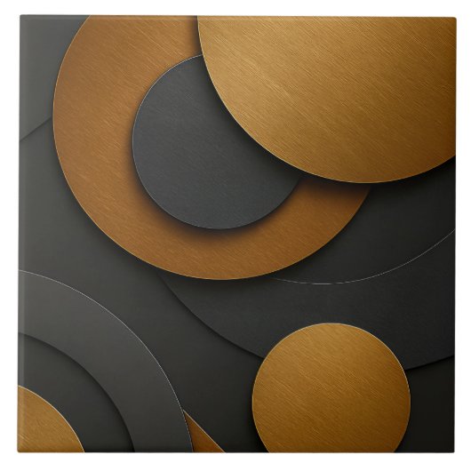 Luxe zwart en goud geometrisch abstract ontwerp tegeltje (Voorkant)