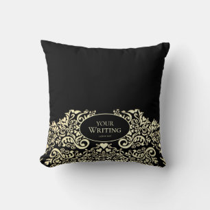 Luxe zwart en goud gepersonaliseerd kussen