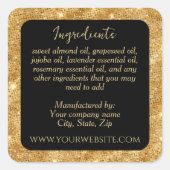 Luxe Zwart en Goud Glitter Ingrediënten Label (Voorkant)