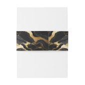 Luxe zwart en goud marmeren bruiloft uitnodigingen wikkel (Achterkant Voorbeeld)