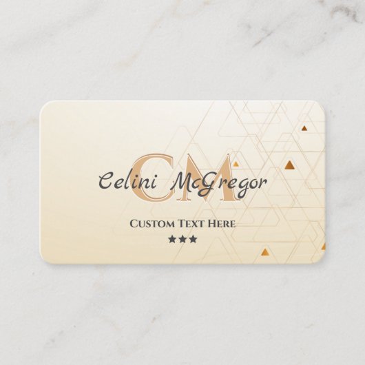 Luxe zwart en goud monogram Visitekaartje met QR (Voorkant)