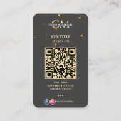 Luxe zwart en goud monogram Visitekaartje met QR (Achterkant)