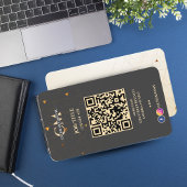Luxe zwart en goud monogram Visitekaartje met QR