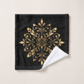Luxe zwart en goud Ornament Bad Handdoek (Wasdoekje)