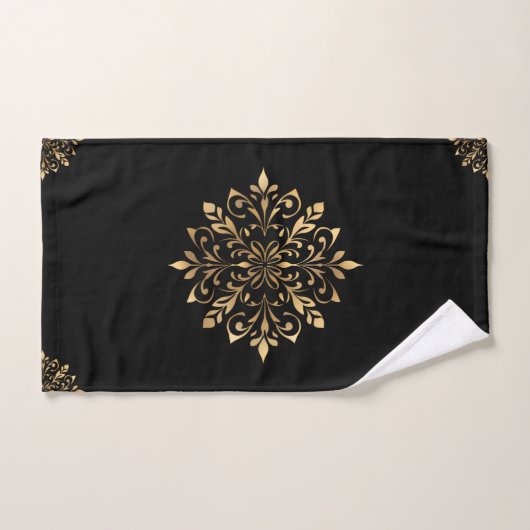 Luxe zwart en goud Ornament Bad Handdoek (Handdoek)