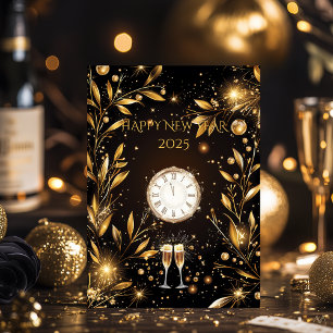 Luxe Zwart en Goud Oud en Nieuw Telling Down Kaart