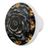 Luxe Zwart en Goud Roos Keramische Knop (Rechts)