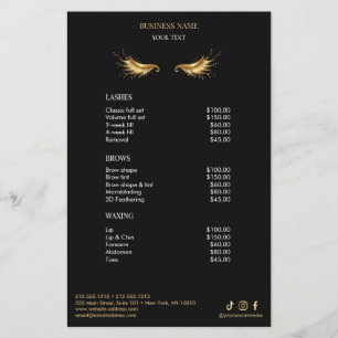 Luxe Zwart en Goud Salon Prijslijst Menu