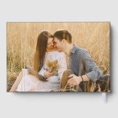 Luxe zwart en goud script foto bruiloft gastenboek (Achterkant)