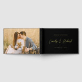 Luxe zwart en goud script foto bruiloft gastenboek (Volledig)