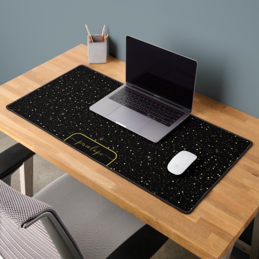 Luxe Zwart en goud sparkles patroon monogram Bureaumat (Kantoor 2)