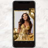 Luxe Zwart en Goud Verjaardag Foto uitnodiging