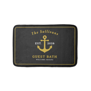 Luxe zwart en gouden anker aangepast monogram badmat
