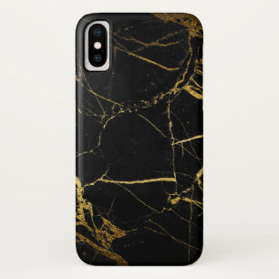 Luxe, zwart en gouden marmer iPhone x hoesje