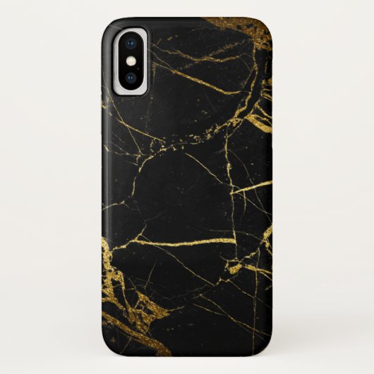 Luxe, zwart en gouden marmer Case-Mate iPhone case (Achterkant)