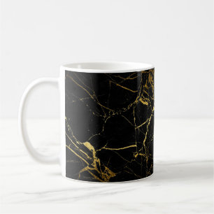 Luxe, zwart en gouden marmer koffiemok