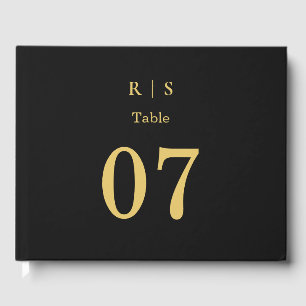 Luxe zwart en gouden trouwgastenboek gastenboek