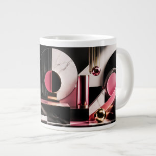 Luxe zwart en roze marmeren geometrisch ontwerp extra grote beker