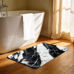 Luxe zwart en wit marmer badmat
