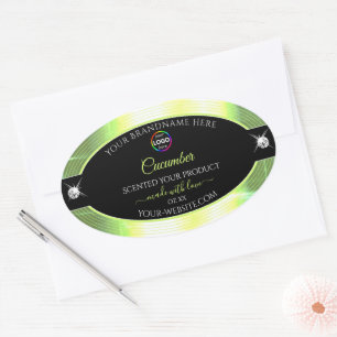 Luxe Zwart Glanzend Licht Groen Logo Product Label