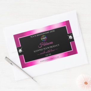 Luxe Zwart Glanzend Roze met Logo Product Label