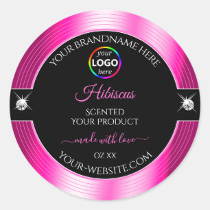 Luxe Zwart Glanzend Roze met Logo Product Label