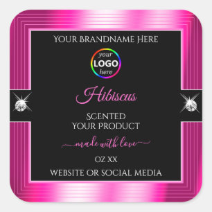 Luxe Zwart Glanzend Roze met Logo Product Label