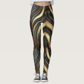 Luxe Zwart & Goud Abstracte Leggings (Voorkant)
