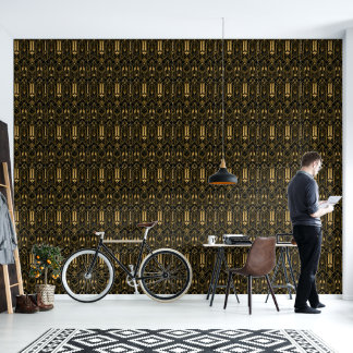 Luxe zwart & goud Art Deco geometrisch patroon Behang