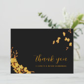 Luxe Zwart & Goud Bloemen Bedankkaart (Staand voorkant)